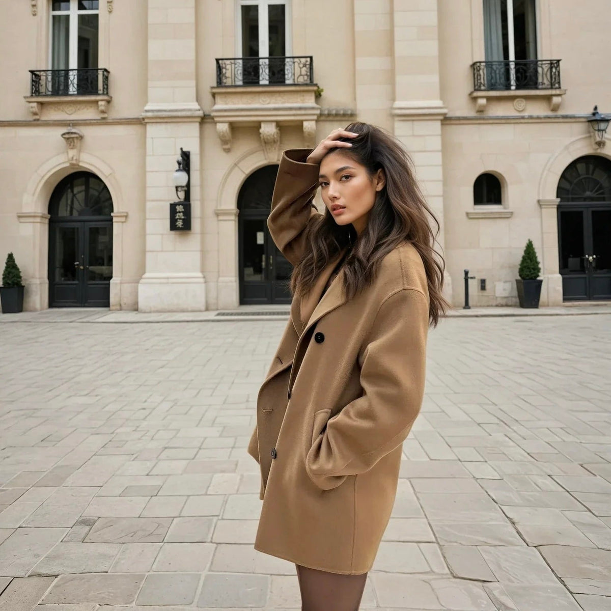 Manteau de luxe en cachemire marron femme intemporelle et chic, tendance 2026