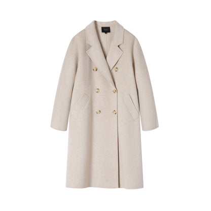 Manteau long en laine, soie et poil de chameau