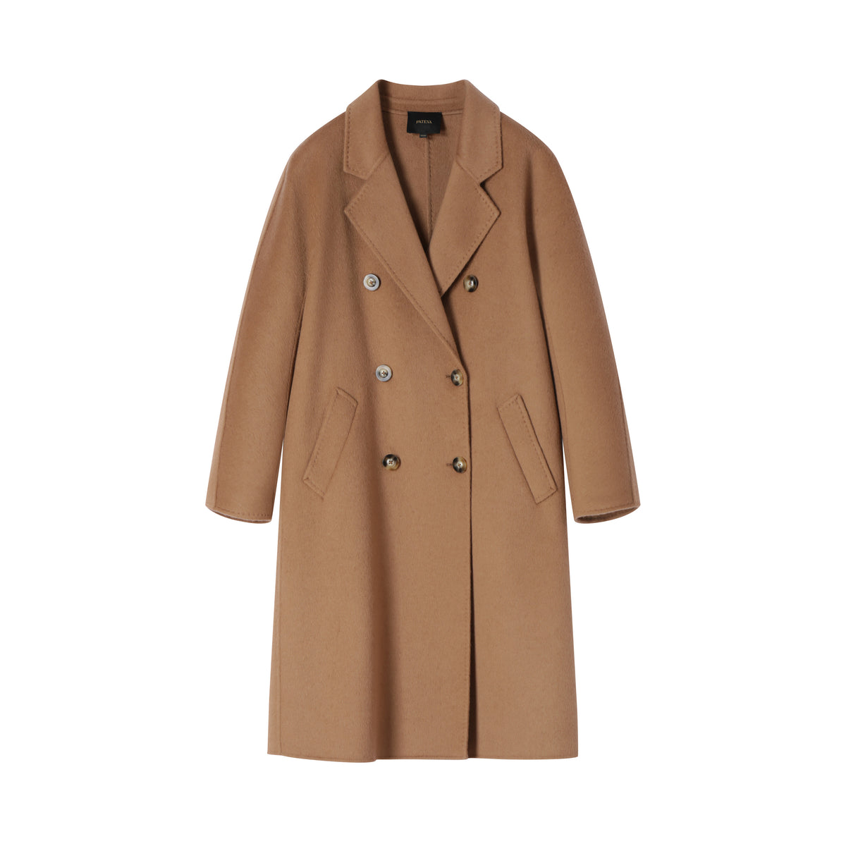 Manteau long en laine, soie et poil de chameau