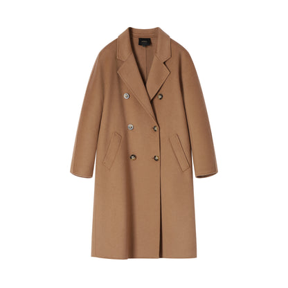 Manteau long en laine, soie et poil de chameau