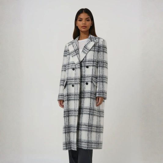 Manteau long laine et mohair pour femme design elegant et original