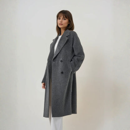 Manteau long femme laine et suri premium chaud et tendance pour l'hiver